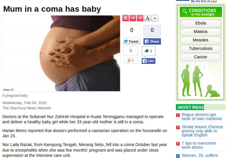 Ibu Koma Lahirkan Seorang Bayi