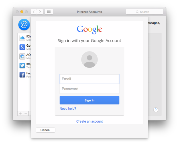 OS X 10.10.3 Memudahkan Login dengan Gmail
