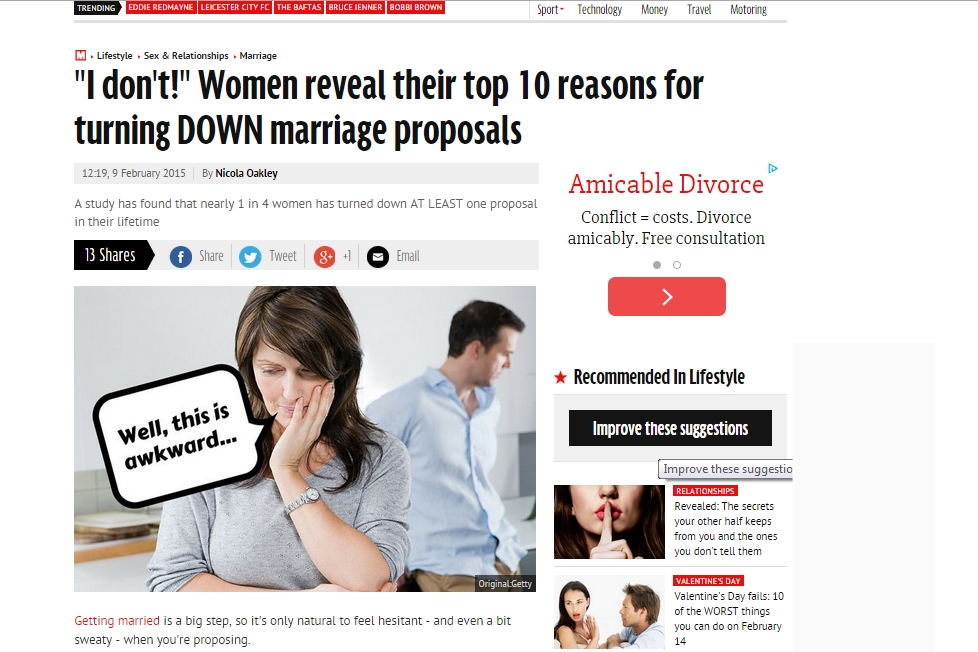 10 Alasan Populer Wanita Tolak Lamaran Pria