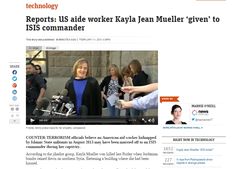 Kayla Mueller Dinikahkan oleh Anggota ISIS?