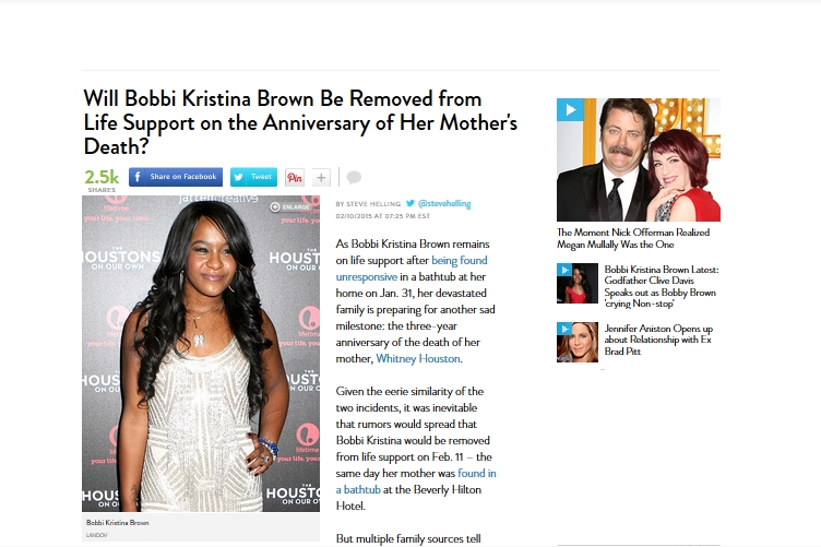 Bobbi Kristina akan Dibiarkan Meninggal di Tiga Tahun Kematian Ibunya?