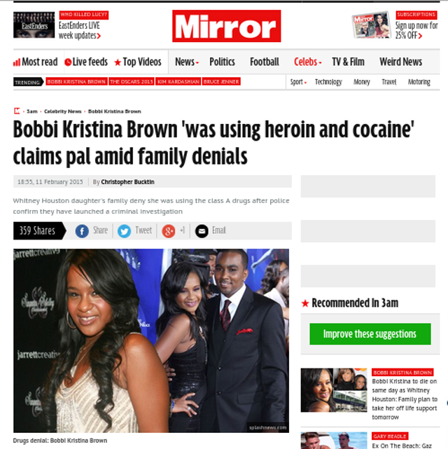 Sahabat: Bobbi Kristina Pengguna Narkoba
