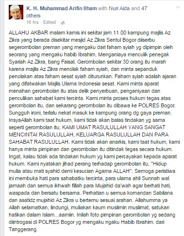   Majelis Dzikir Az-Zikra Arifin Ilham Diserbu Puluhan Preman