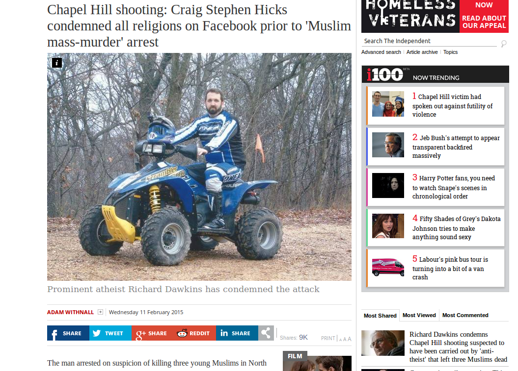 Profil Pembunuh 3 Muslim di Chapel Hill Amerika Serikat