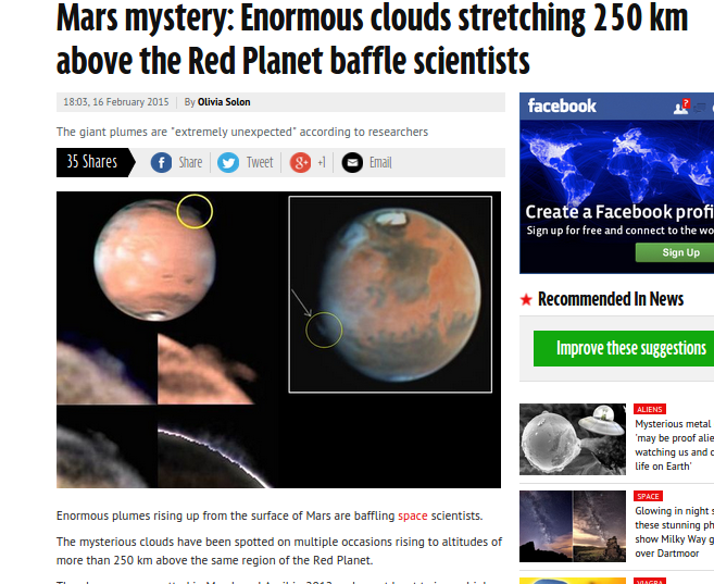 Penampakan Awan Misterius di Mars Bingungkan Para Peneliti