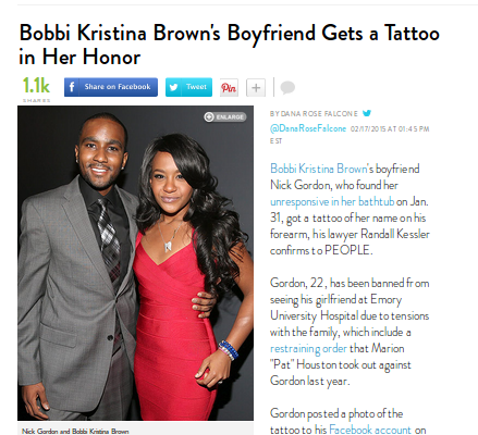 Tanda Cinta, Nick Gordon Buat Tato Nama Anak Whitney Houston