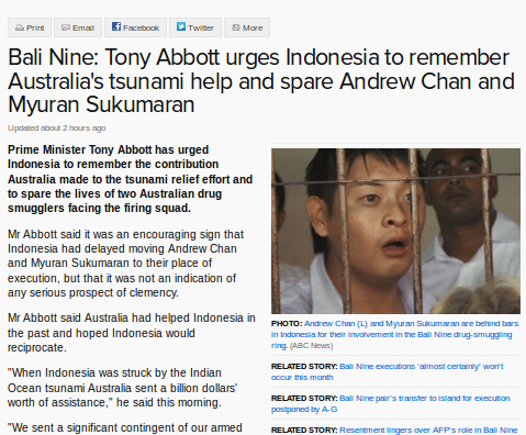 Australia Minta Indonesia Ingat Bantuan Negaranya saat Tsunami