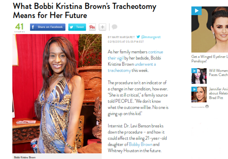 Dokter Lakukan Trakeostomi, Apa Efeknya bagi Bobbi Kristina?