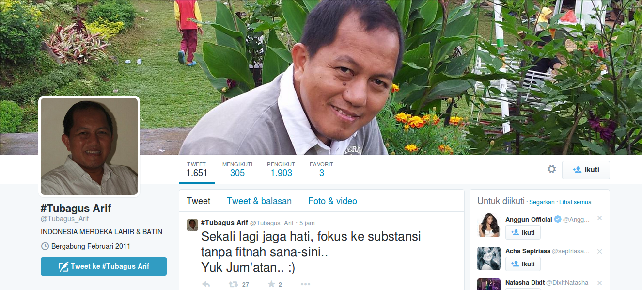 Buat Pembenaran, Tubagus Arif Dibully di Twitter