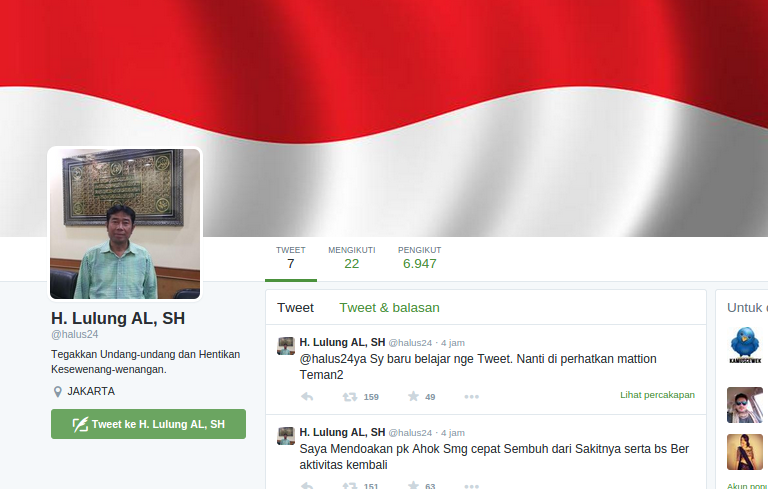 Selamat, Haji Lulung Punya Akun Twitter Resmi