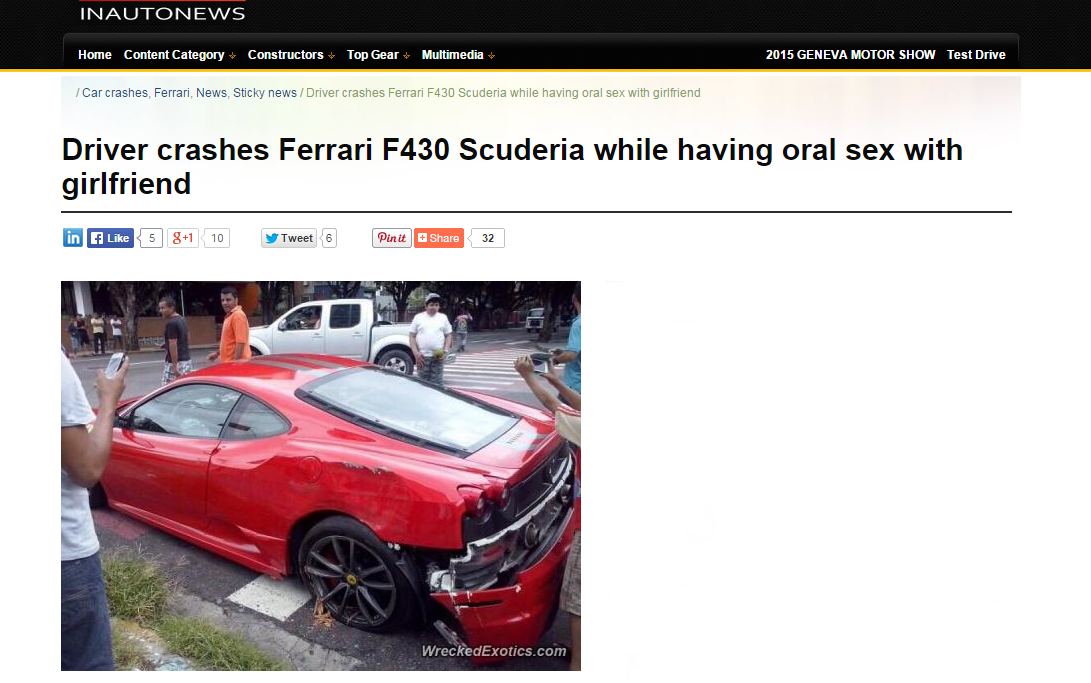 Ferrari F430 Scuderia Ringsek Saat Dipakai Bermesraan