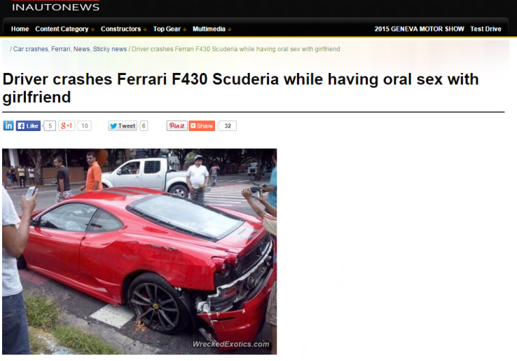Ferrari F430 Scuderia Ringsek Saat Dipakai Bermesraan
