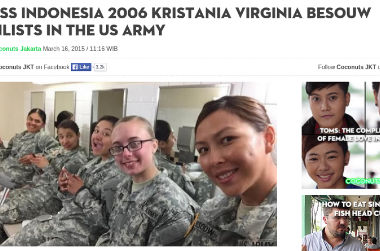 Mantan Miss Indonesia Jadi Tentara Amerika