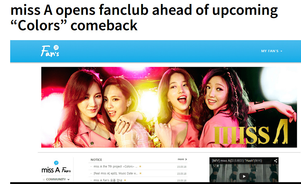 Miss A Resmikan Website untuk Para Fansnya