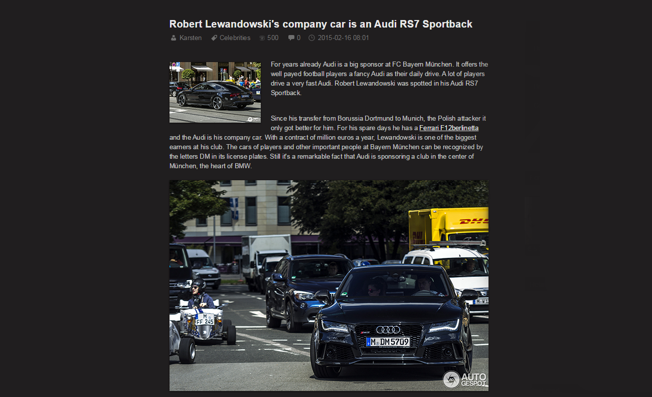 Striker Bayern Munich Tunggangi Audi RS7 Sportback