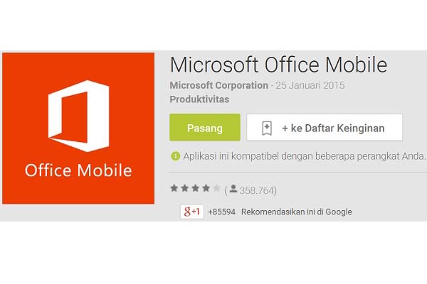 Microsoft Office Mobile Pelopor Office Berlangganan