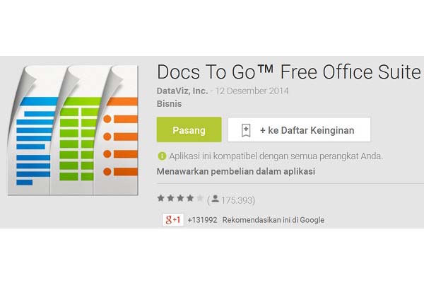 Docs To Go, Office Gratis dengan Fitur Lumayan