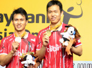 Gita Wirjawan Beri Selamat kepada Hendra Setiawan/Mohammad Ahsan