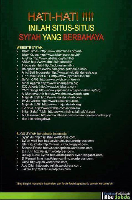 Beredar, Daftar Situs yang Diduga Syiah