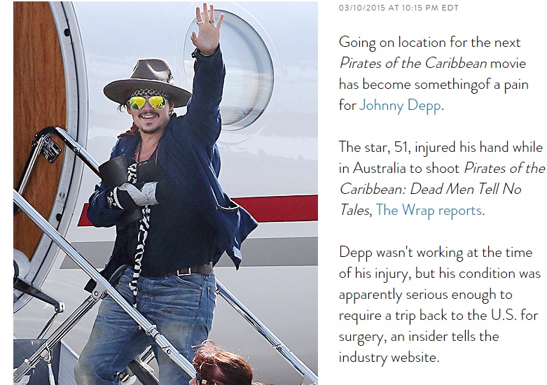 Johnny Depp Cedera, Syuting Pirates of the Caribbean: Dead Men Tell No Tales Ditunda
