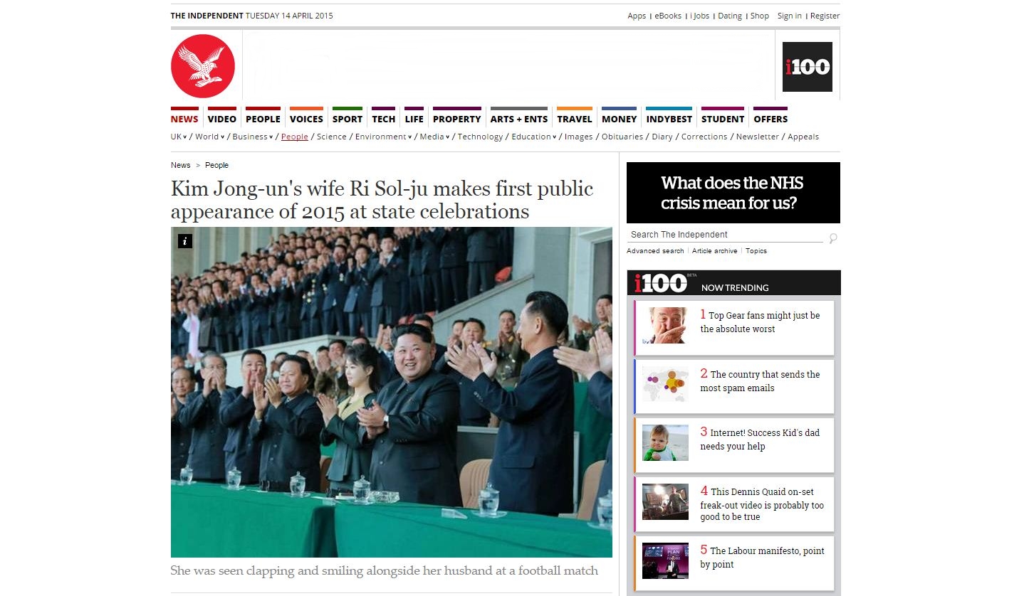 Kemunculan Pertama Ibu Negara Korea Utara di 2015