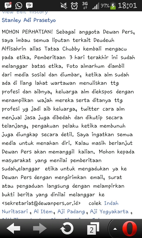 Adanya Janda Bohay, Dewan Pers Beraksi 