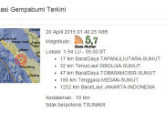 Gempa 5,7 SR Guncang Tapanuli Utara