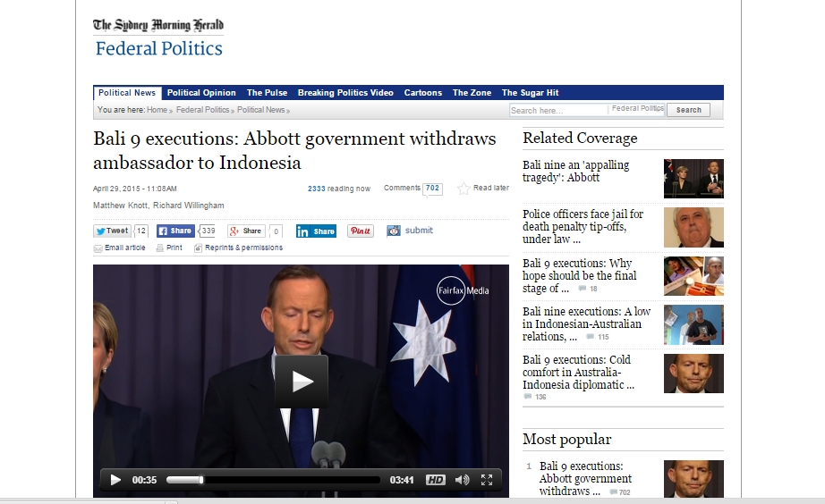 Warganya Dieksekusi Mati, Tony Abbott Tarik Duta Besar Australia di Indonesia