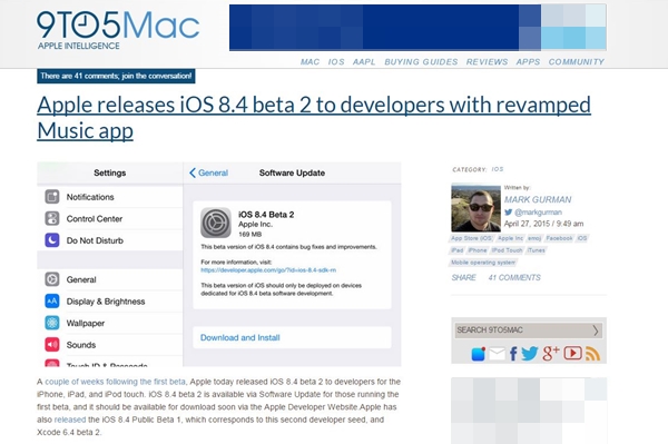 Apple Rilis iOS 8.4 Beta 2
