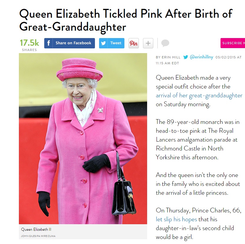 Berpakaian Serba Pink, Ratu Elizabeth Sambut Bayi Kate Middleton