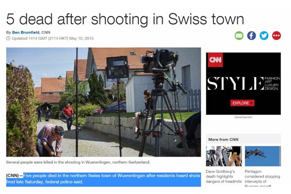 Pembantaian di Swiss Tewaskan 5 Orang