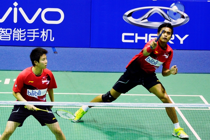 Aksi Tim Indonesia Bungkam Inggris di Piala Sudirman 2015