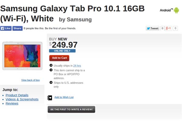 Samsung Galaxy Tab Pro 10,1 inci 16GB Dijual Murah