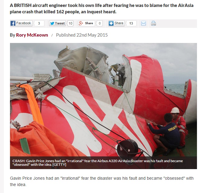 Merasa Bersalah Atas Jatuhnya Pesawat AirAsia, Teknisi Airbus Bunuh Diri
