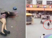 Wanita Terlindas Truk Saat Asyik Main HP di Jalan