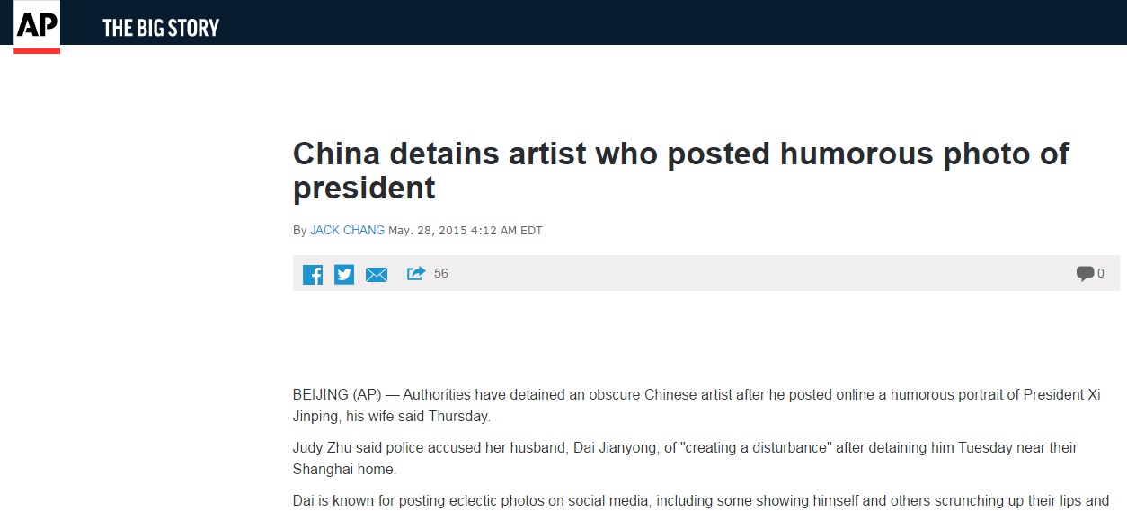 Permak Wajah Presiden Xi Jinping, Seniman Tiongkok Ditangkap