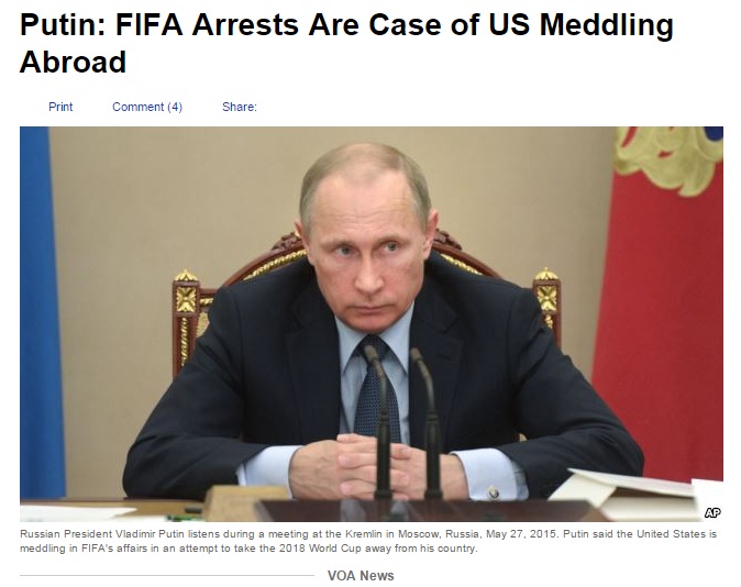 Putin: Amerika Terlalu Ikut Campur Soal Penangkapan Pejabat FIFA