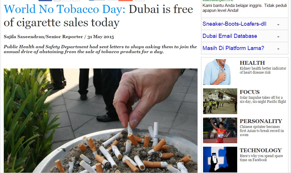 Hari Ini Dubai Setop Jual Rokok