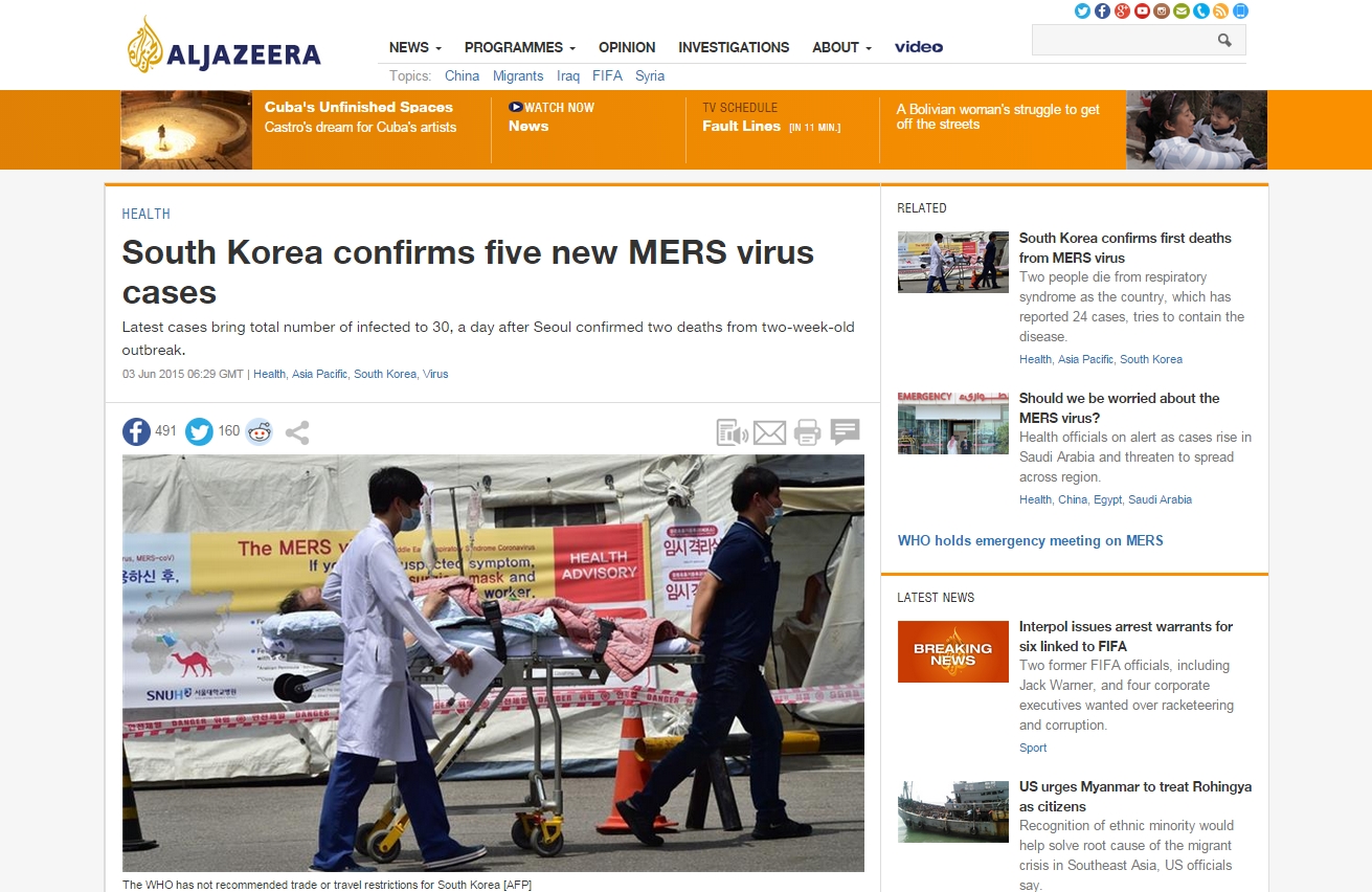 Korea Selatan Laporkan 5 Pasien Baru MERS