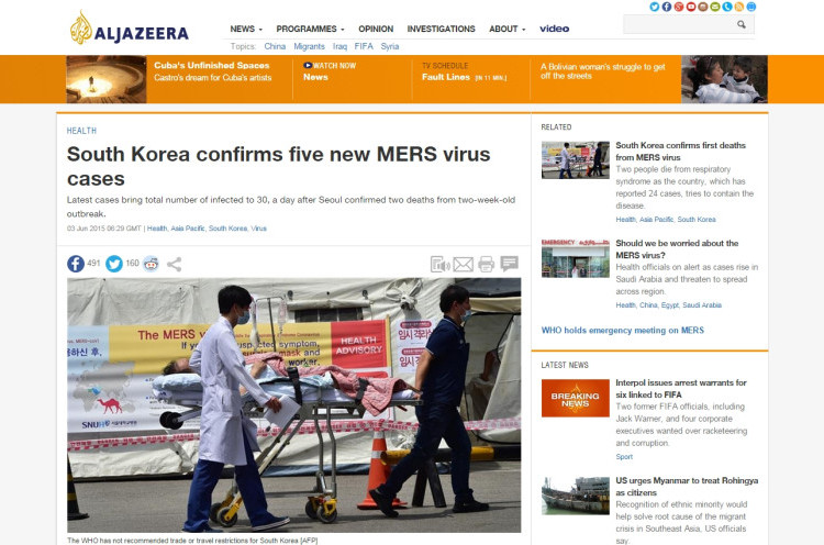 Korea Selatan Laporkan 5 Pasien Baru MERS