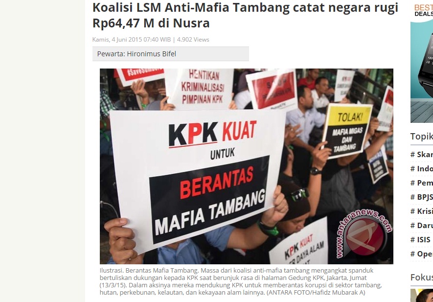 Aktivitas Tambang di NTT-NTB Rugikan Negara Rp64,47 Miliar