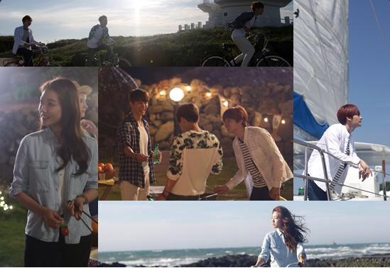 Keseruan Park Shin Hye dan Personel SuJu saat Syuting Iklan di Pulau Jeju