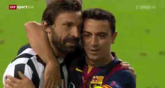 Momen Terakhir Andrea Pirlo dan Xavi Hernandez