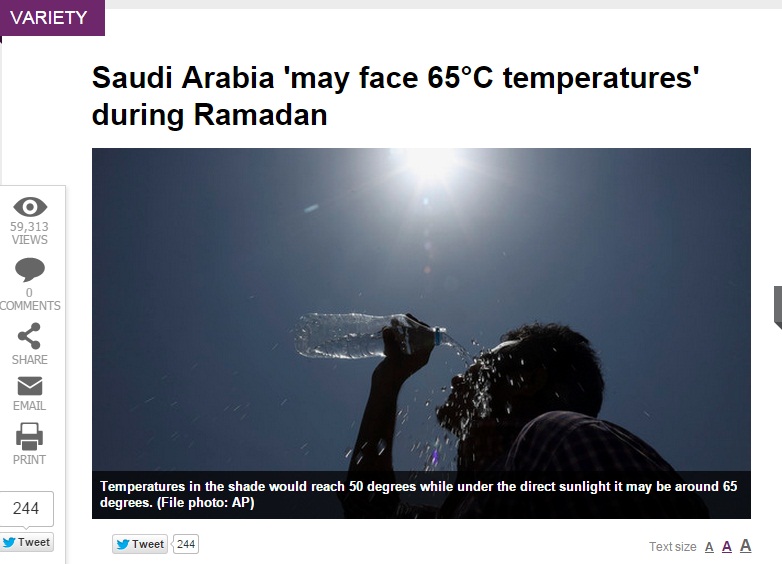 Ramadan Nanti Suhu di Arab Saudi akan Mencapai 65 Derajat Celsius