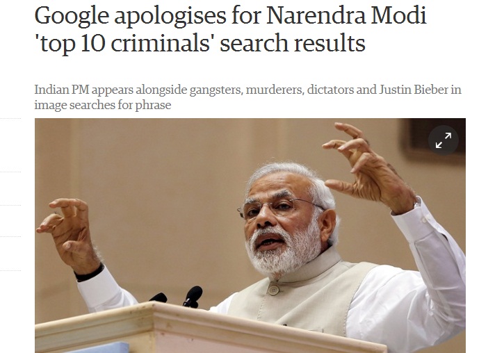 Google 'Jadikan' PM India Sebagai Penjahat Nomor Satu