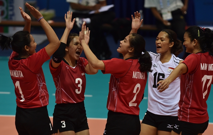 SEA Games 2015: Potret Kemenangan Voli Putri Indonesia Gilas Filipina