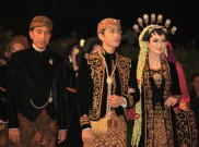 Gaun Hitam Emas di Malam Resepsi Pernikahan Gibran-Selvi