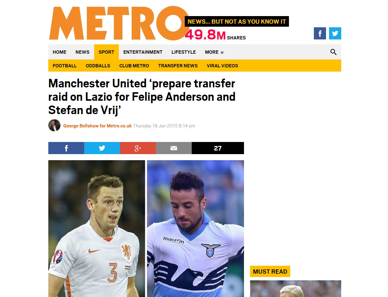 Manchester United Ingin Datangkan Duo Lazio