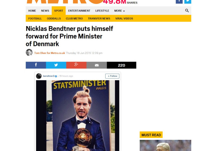 Nicklas Bendtner Calonkan Diri Jadi Perdana Menteri Denmark