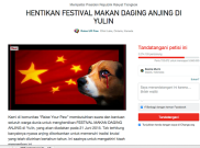 Netizen Galang Tolak Festival Makan Anjing